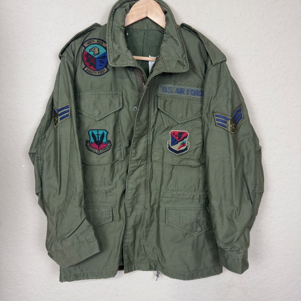 US Air Force M65 Field Jacket 49th EMS TAC Holloman AFB Alpha Patches VTG